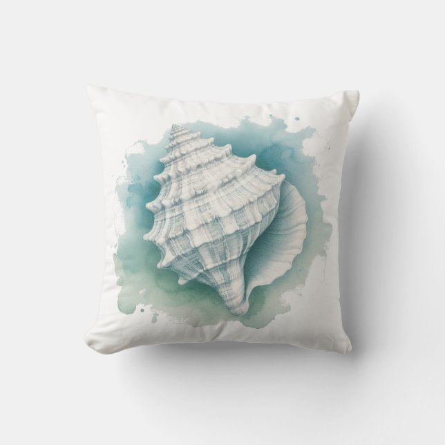 Coastal/Nautical seashell  Throw Pillow (Front)