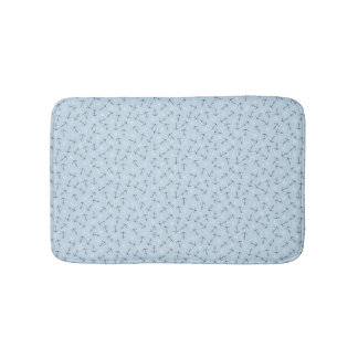 Coastal Nautical Small Anchors Tossed on Soft Blue Bath Mat