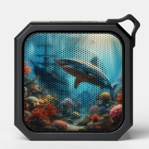 Coastal/nautical tiger shark & coral reef bluetooth speaker