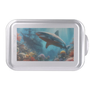 Coastal/nautical tiger shark & coral reef cake pan