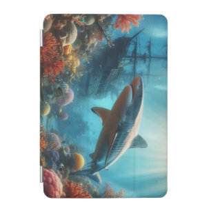 Coastal/nautical tiger shark & coral reef iPad mini cover