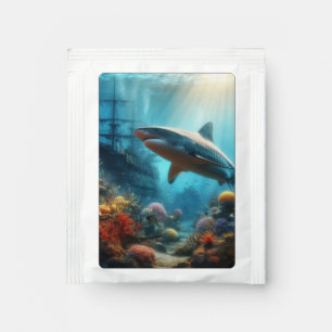 Coastal/nautical tiger shark & coral reef tea bag drink mix