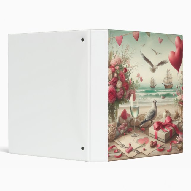Coastal/Nautical Valentine's day  3 Ring Binder (Background)