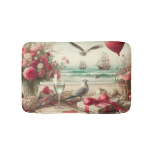 Coastal/Nautical Valentine's day Bath Mat