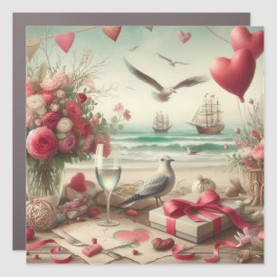 Coastal/Nautical Valentine's day  Car Magnet