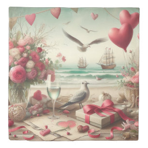 Coastal/Nautical Valentine's day Duvet Cover