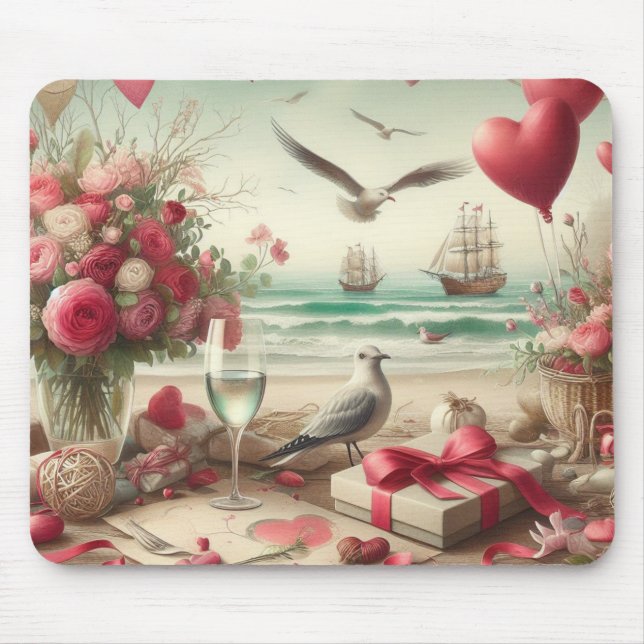 Coastal/Nautical Valentine's day  Mouse Pad (Front)