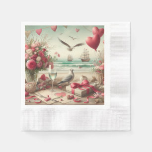 Coastal/Nautical Valentine's day Napkins