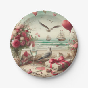 Coastal/Nautical Valentine's day Paper Plates