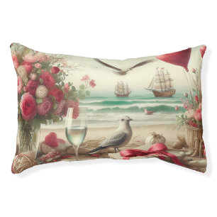 Coastal/Nautical Valentine's day  Pet Bed