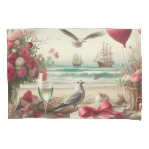 Coastal/Nautical Valentine's day  Pillow Case