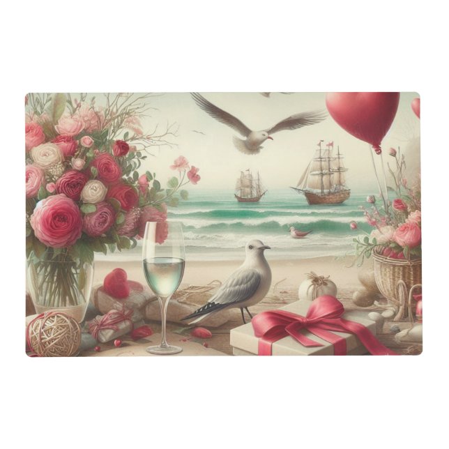 Coastal/Nautical Valentine's day  Placemat (Front)