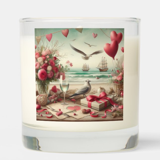Coastal/Nautical Valentine's day  Scented Candle (Front)