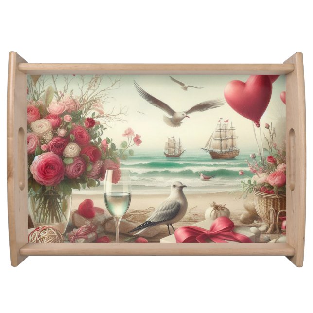 Coastal/Nautical Valentine's day  Serving Tray (Front)