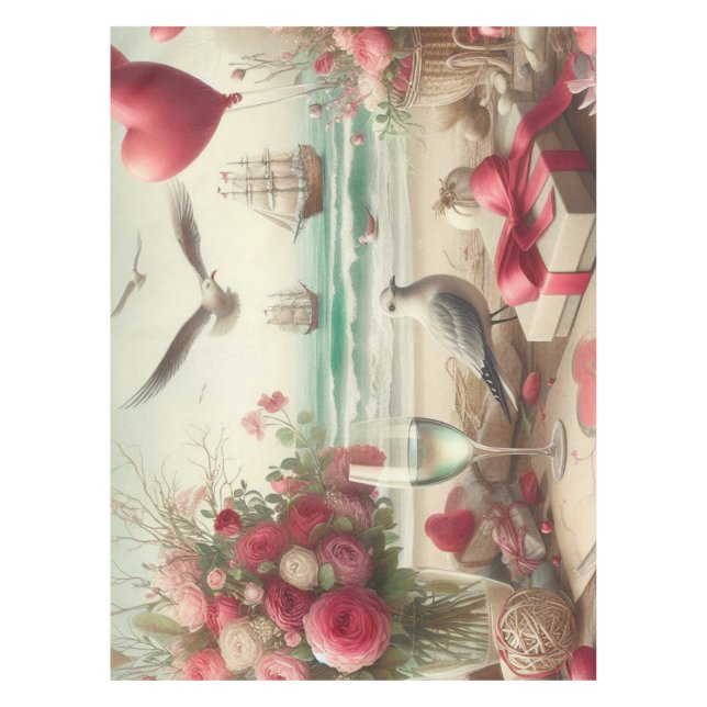 Coastal/Nautical Valentine's day  Tablecloth (Front)