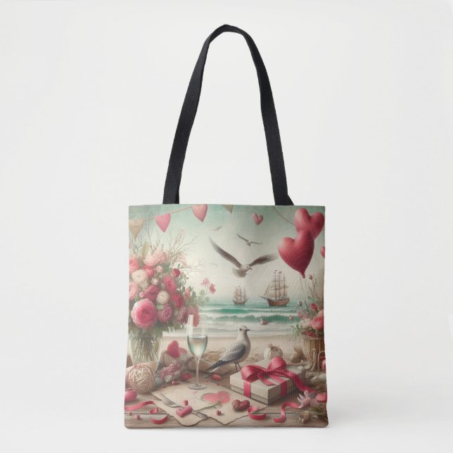 Coastal/Nautical Valentine's day  Tote Bag (Front)