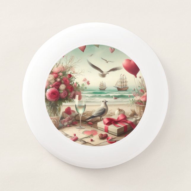 Coastal/Nautical Valentine's day  Wham-O Frisbee (Front)
