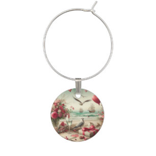 Coastal/Nautical Valentine's day Wine Charm