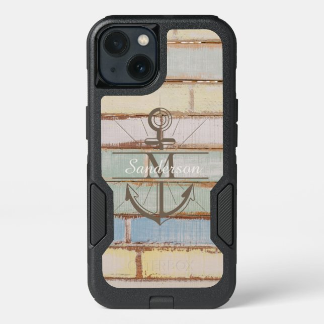 Coastal Nautical Weathered Summer Beach Wood  Otterbox iPhone Case (Back)