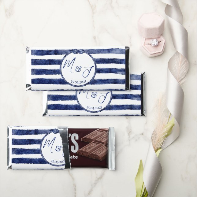 Coastal Nautical Wedding Hershey Bar Favors (Front)