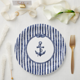 Coastal Nautical Wedding Paper Plates