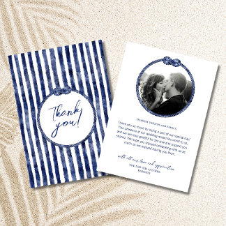 Coastal Nautical Wedding Thank You Card