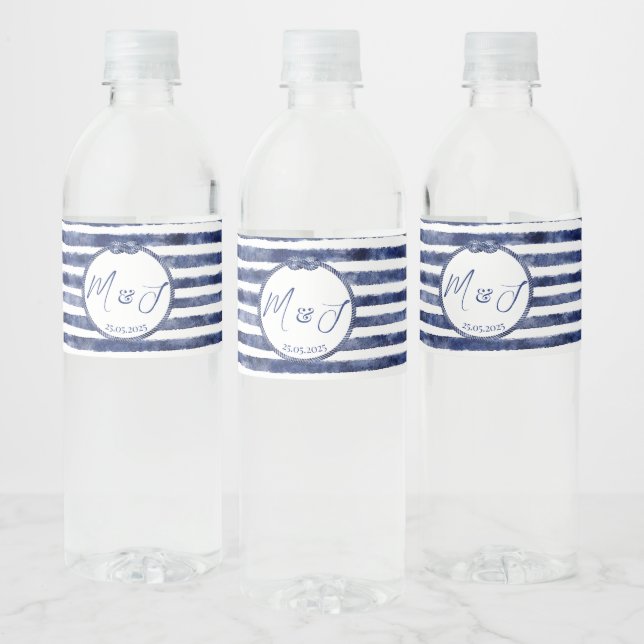Coastal Nautical Wedding Water Bottle Label (Bottles)