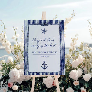 Coastal Nautical Wedding Welcome Foam Board
