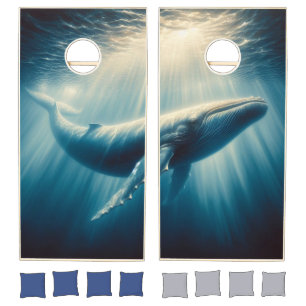 coastal/nautical whale cornhole set