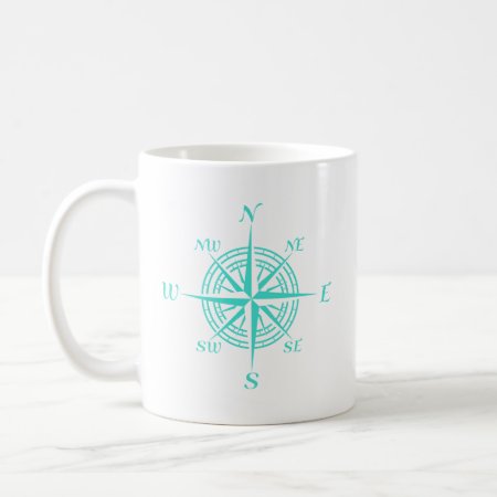 Coastal Nautical White Compass Rose Coffee Mug