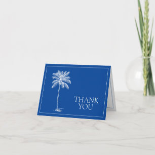 Coastal Navy Blue and White Palm Tree  Letterpress Thank You Card