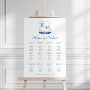 Coastal Navy Blue And White Wedding Seating Chart Foam Board