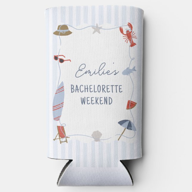 Coastal New England Cape Cod Bachelorette Coozie (Front)