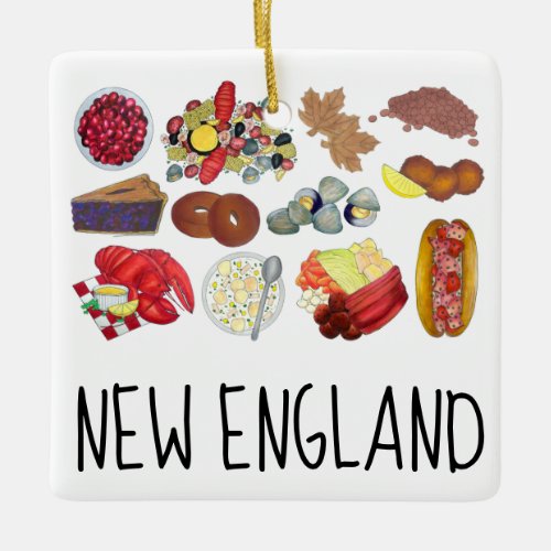 Coastal New England Foods Northeast America USA Ceramic Ornament