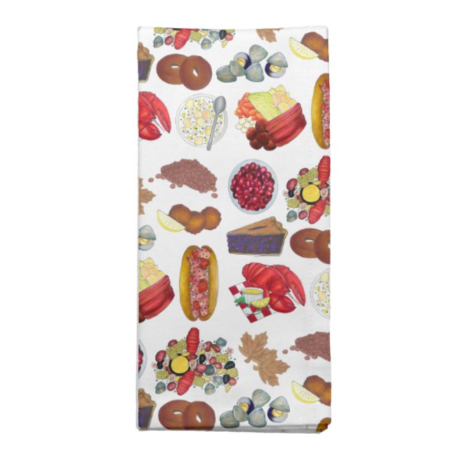 Coastal New England Foods Northeast America USA Cloth Napkin (Folded)