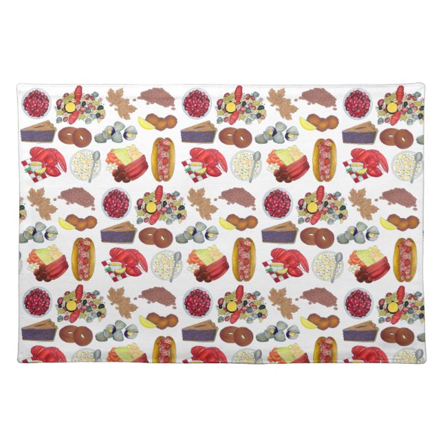 Coastal New England Foods Northeast America USA Cloth Placemat (Front)