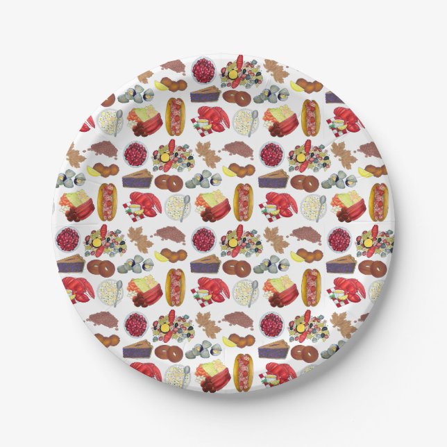 Coastal New England Foods Northeast America USA Paper Plates (Front)