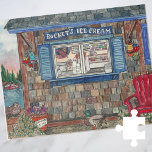 Coastal New England  Ice Cream Shop Watercolor Jigsaw Puzzle<br><div class="desc">Rocket's Ice Cream Storefront jigsaw puzzle - This original artwork features a coastal, New England ice cream shop! Some adorable ducks are here today in the morning sunrise. Maybe they're finding a good spot to get some crumbs. Inspired by the coastal tourist towns of Maine, this puzzle is a watercolor...</div>