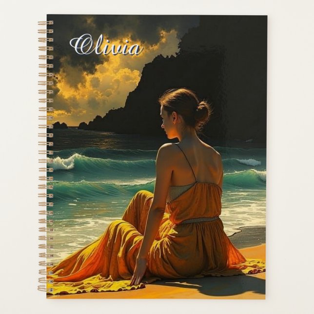 Coastal Night Seaside Reflection Personalized Planner (Front)