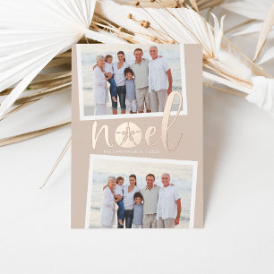 Coastal Noel   2 Photo Christmas Foil Holiday Card