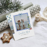Coastal Noel | Elegant Coastal Christmas Photo Holiday Card<br><div class="desc">Send warm wishes from the coast with this elegant holiday photo card from the Coastal Noel collection. Featuring soft watercolor illustrations of shells, starfish, mistletoe, and ribbon bows, this design captures the charm of a seaside Christmas with a romantic, grandmacore touch. The coquette-inspired blue bow and painterly details bring a...</div>
