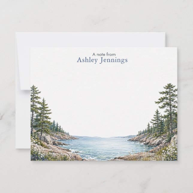 Coastal Note Cards | Ocean Pine Tree Stationery (Front)