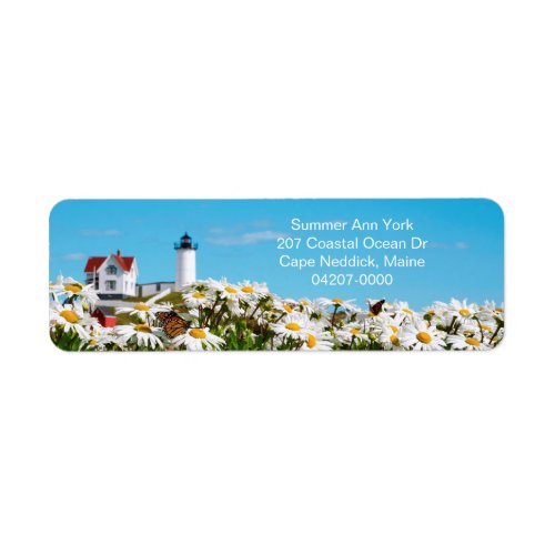 Coastal Nubble Light Summer Daisy Maine Lighthouse Label
