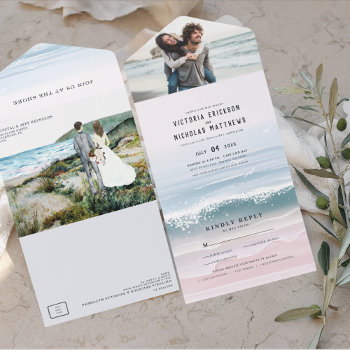 Coastal Ocean Beach All In One Wedding Invite by IYHTVDesigns at Zazzle
