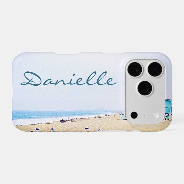 Coastal Ocean Beach Seagulls Photo Add Your Name Case-Mate iPhone Case (Back (Horizontal))
