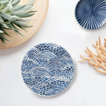 Coastal Ocean Blue White Coaster