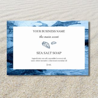Coastal ocean breeze minimalist sea salt soap bar rectangular sticker