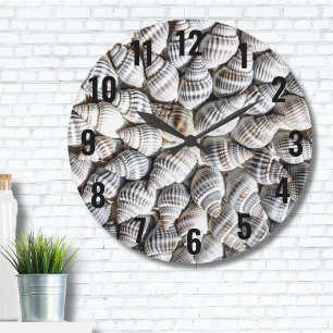 Coastal Ocean Sea Shell Pattern Large Clock