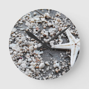 Coastal Ocean Sea Shell Pattern Round Clock