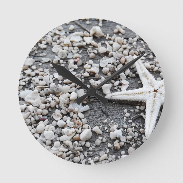 Coastal Ocean Sea Shell Pattern Round Clock (Front)